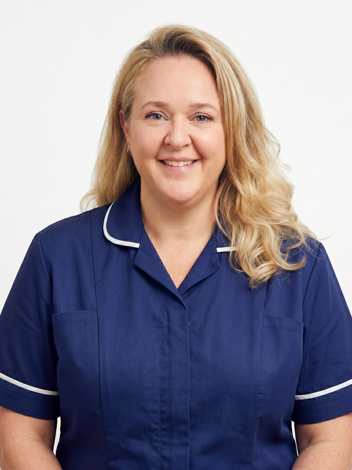 Sarah, founder of Househelpers Wales, in her navy uniform
